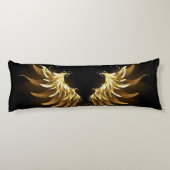 黒い背景の黄金の天使の翼 ボディピロー (裏面)