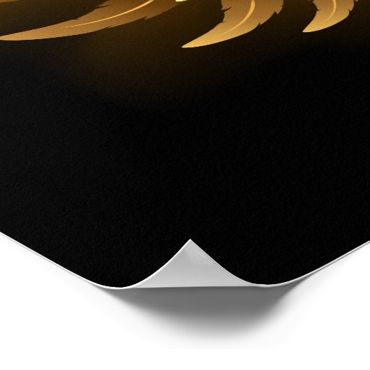 黒い背景の黄金の天使の翼 ポスター (角)