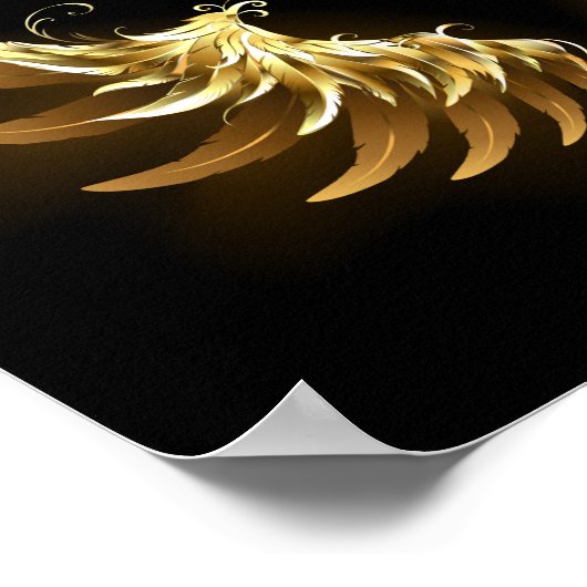 黒い背景の黄金の天使の翼 ポスター (角)