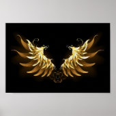 黒い背景の黄金の天使の翼 ポスター (正面)