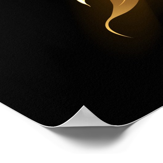 黒い背景の黄金の天使の翼 ポスター (角)