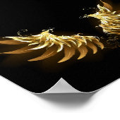 黒い背景の黄金の天使の翼 ポスター (角)