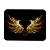 黒い背景の黄金の天使の翼 マグネット (横)