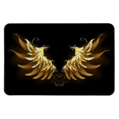 黒い背景の黄金の天使の翼 マグネット (横)