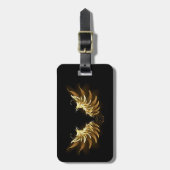 黒い背景の黄金の天使の翼 ラゲッジタグ (正面縦)