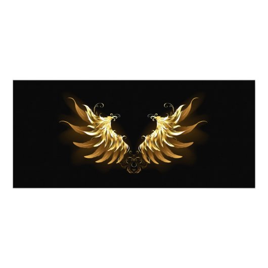 黒い背景の黄金の天使の翼 ラックカード (正面)
