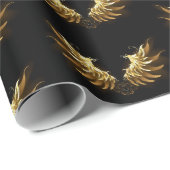 黒い背景の黄金の天使の翼 ラッピングペーパー (ロールコーナー)