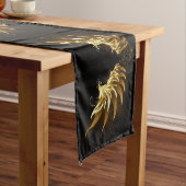 黒い背景の黄金の天使の翼 ロングテーブルランナー (インサイチュ)