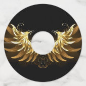 黒い背景の黄金の天使の翼 ワイングラスタグ (正面)