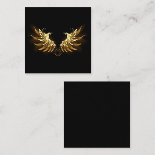 黒い背景の黄金の天使の翼 割引カード (正面/裏面)