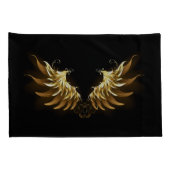 黒い背景の黄金の天使の翼 枕カバー (裏面-右)