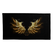 黒い背景の黄金の天使の翼 枕カバー (裏面-右)