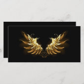 黒い背景の黄金の天使の翼 案内状 (正面/裏面)