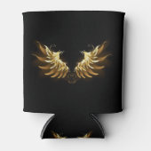 黒い背景の黄金の天使の翼 缶クーラー (正面)