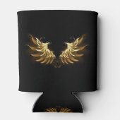 黒い背景の黄金の天使の翼 缶クーラー (裏面)