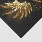 黒い背景の黄金の天使の翼 薄葉紙 (詳細)