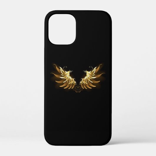 黒い背景の黄金の天使の翼 Case-Mate iPhoneケース (裏面)
