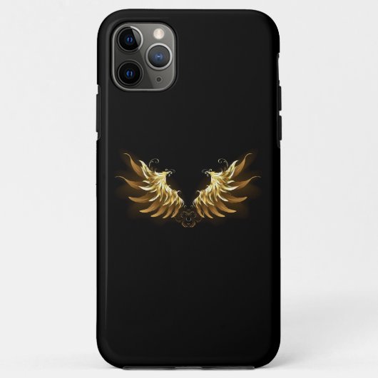 黒い背景の黄金の天使の翼 Case-Mate iPhoneケース (裏面)