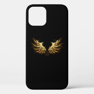 黒い背景の黄金の天使の翼 iPhone 12 PROケース