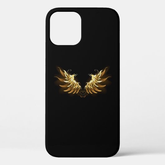 黒い背景の黄金の天使の翼 Case-Mate iPhoneケース (裏面)