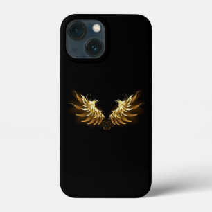 黒い背景の黄金の天使の翼 iPhone 13 MINIケース