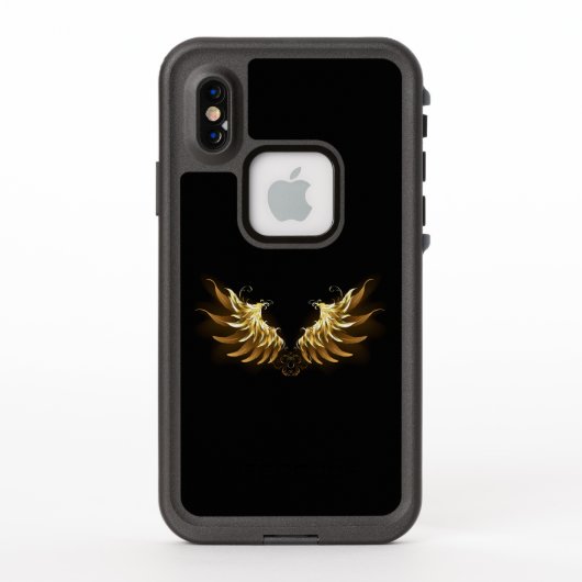 黒い背景の黄金の天使の翼 LifeProof iPhoneケース (裏面)
