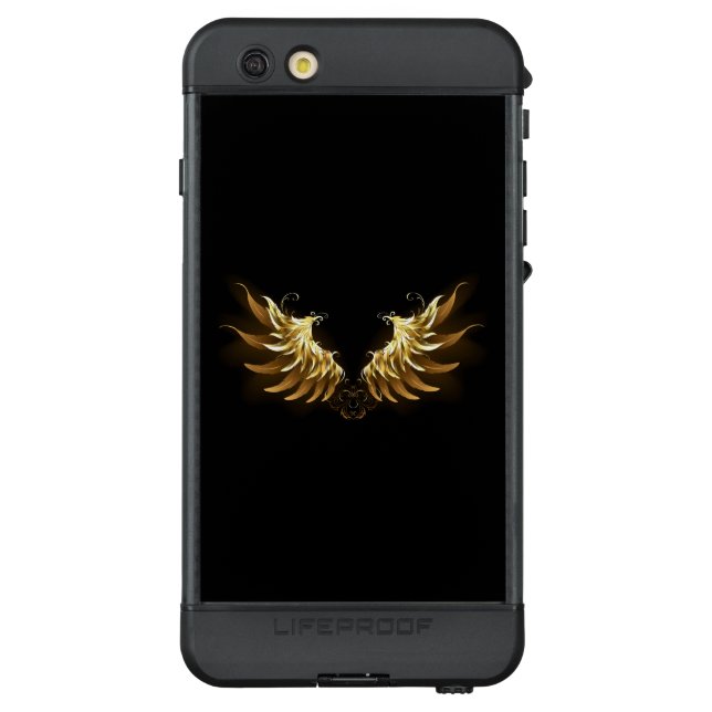 黒い背景の黄金の天使の翼 LifeProof iPhoneケース (裏面)