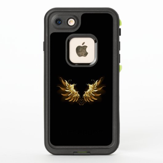 黒い背景の黄金の天使の翼 LifeProof iPhoneケース (裏面)