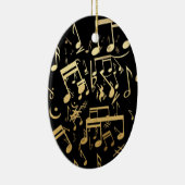 黒い背景の黄金の楽譜 セラミックオーナメント (右)