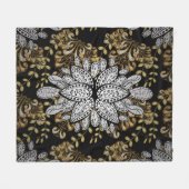 黒い背景の黄金元素。ゴールデンブラックf フリースブランケット (正面(横))