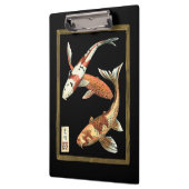 黒い背景の2人の日本人のコイの金魚 クリップボード (左)