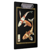 黒い背景の2人の日本人のコイの金魚 クリップボード (右)