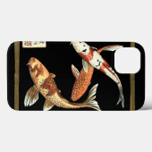 黒い背景の2人の日本人のコイの金魚 Case-Mate iPhoneケース (裏面 (横))