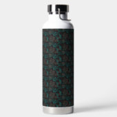 黒い背景をもつ黒と緑の模様 ウォーターボトル (左面)