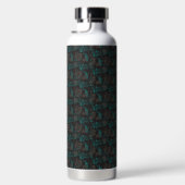 黒い背景をもつ黒と緑の模様 ウォーターボトル (右面)