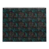 黒い背景をもつ黒と緑の模様 カレンダー (カバー)