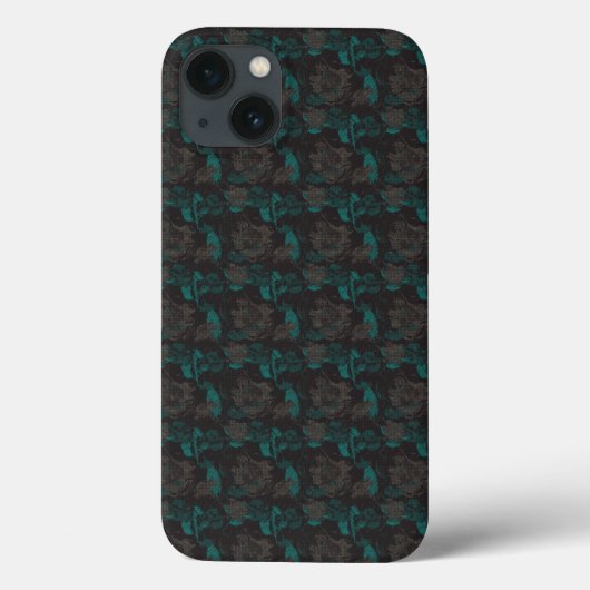 黒い背景をもつ黒と緑の模様 Case-Mate iPhoneケース (裏面)