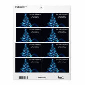 黒い背景を持つクリスマス金ゴールドツリー ラベル (フルシート)