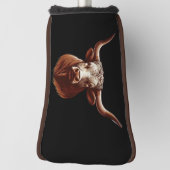 黒い背景を持つテキサス州・ロングホーン ゴルフヘッドカバー (回転90)