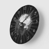 黒い背景を持つディスコボール ラウンド壁時計 (傾斜)