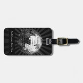 黒い背景を持つディスコボール ラゲッジタグ (正面横)