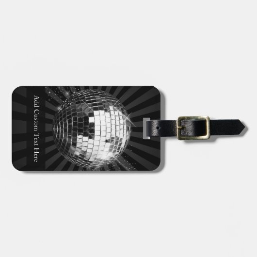 黒い背景を持つディスコボール ラゲッジタグ (正面横)