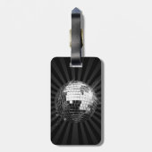 黒い背景を持つディスコボール ラゲッジタグ (裏面縦)