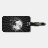 黒い背景を持つディスコボール ラゲッジタグ (裏面横)