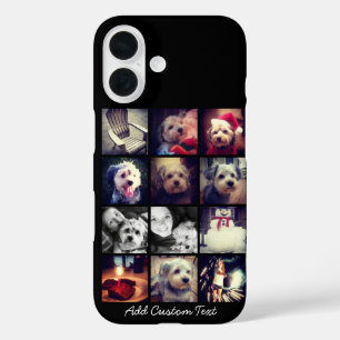 黒い背景を持つフォトコラージュ iPhone 16ケース