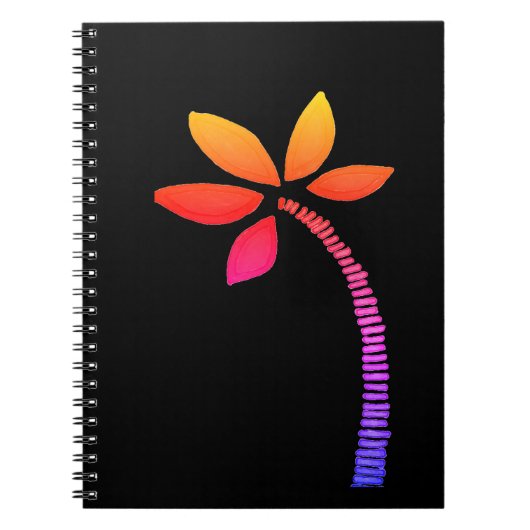 黒い背景を持つレインボーヤシの木 ノートブック (正面)