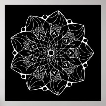 黒い背景を持つ大きなマンダラポスター