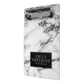 黒い背景を持つ白い大理石 ミニクリップボード (アングル2)