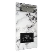 黒い背景を持つ白い大理石 ミニクリップボード (アングル)