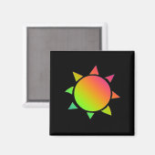 黒い背景を持つ虹色の太陽 マグネット (正面/裏面)